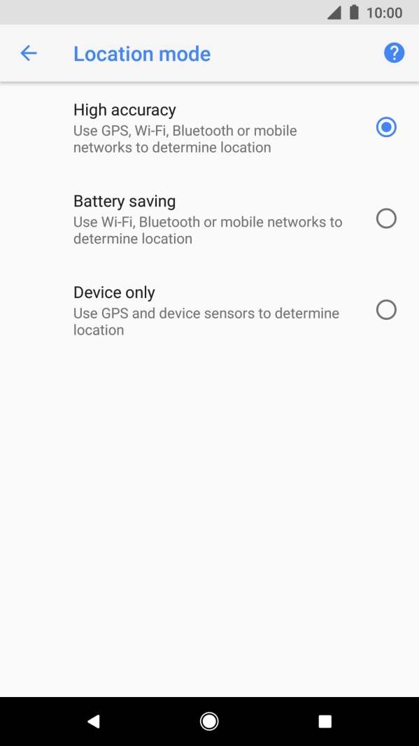 If you select High accuracy, your phone can find your exact position using the GPS satellites, the mobile network and nearby Wi-Fi networks. Satellite-based GPS requires a clear view of the sky.