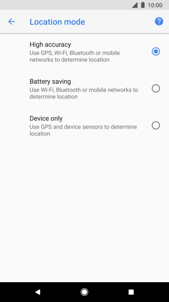 If you select High accuracy, your phone can find your exact position using the GPS satellites, the mobile network and nearby Wi-Fi networks. Satellite-based GPS requires a clear view of the sky. If you select High accuracy, your phone can find your exact position using the GPS satellites, the mobile network and nearby Wi-Fi networks. Satellite-based GPS requires a clear view of the sky.