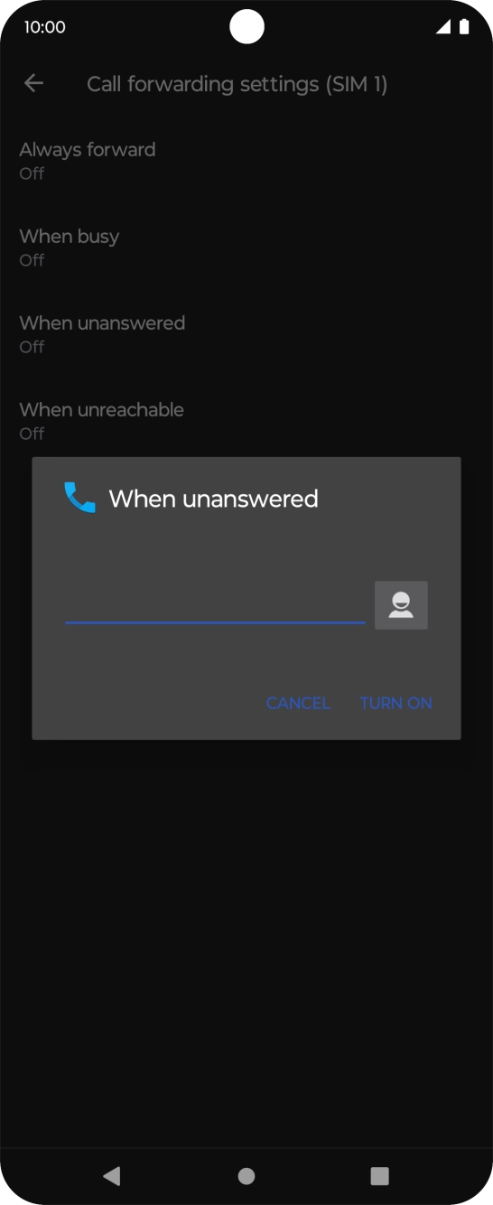 Key in +61101 and press TURN ON.