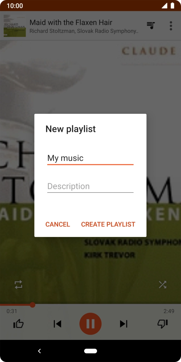 Key in a name for the playlist and press CREATE PLAYLIST.