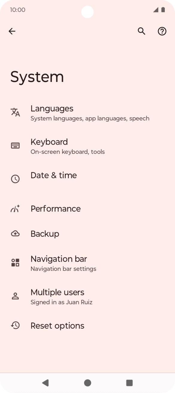 Press Reset options.
