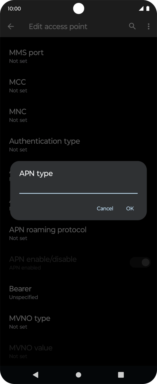 Key in default and press OK.