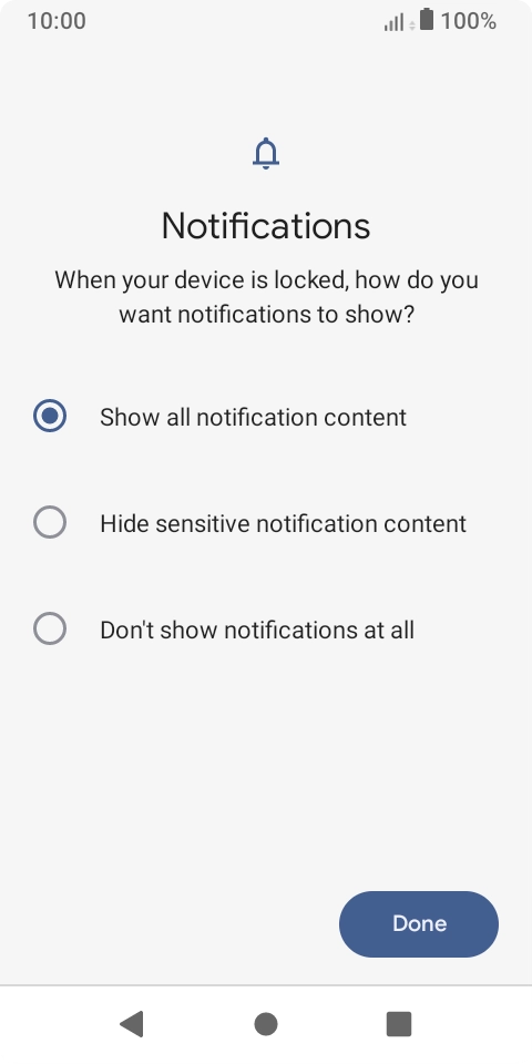 Press the required setting.
