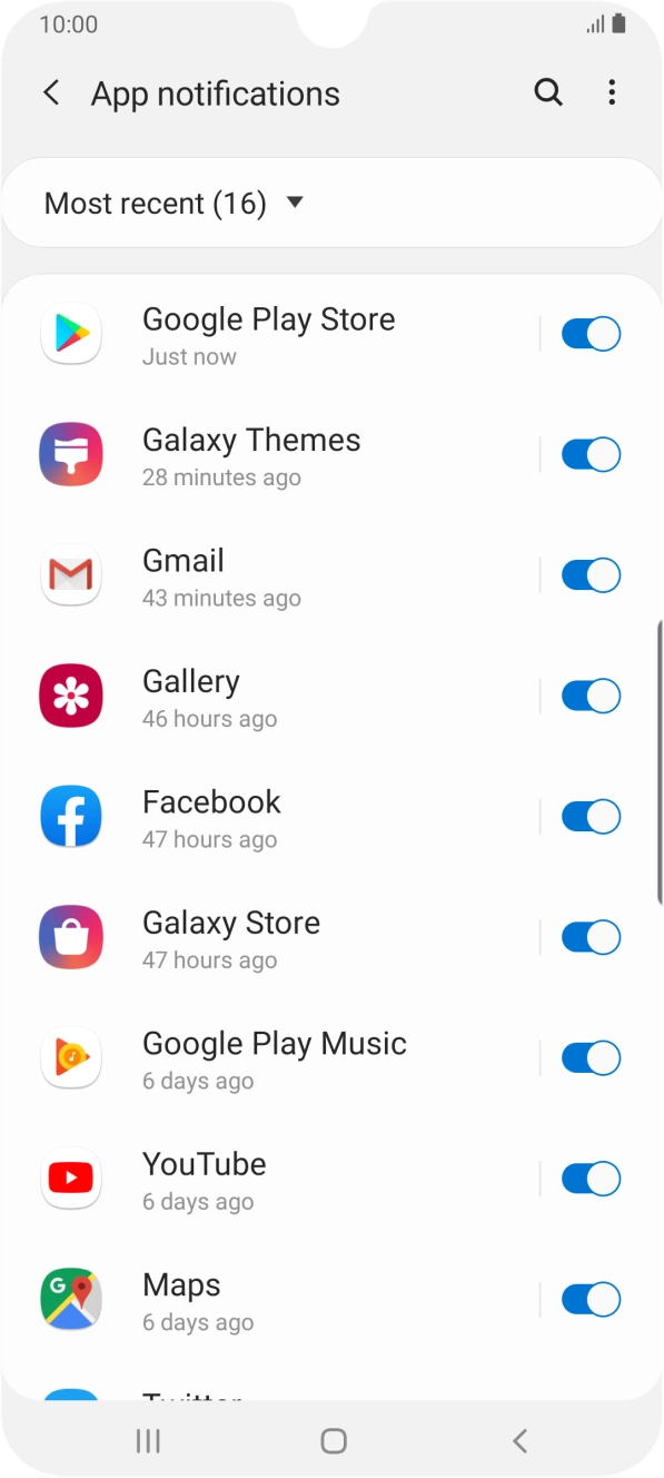 Press the indicators next to the required apps to turn the function on or off.