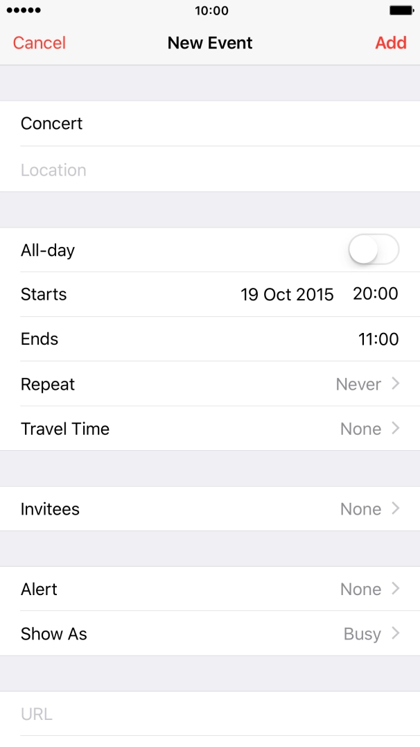 Press Ends and select the required end time.