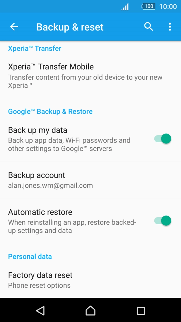 Press Factory data reset.