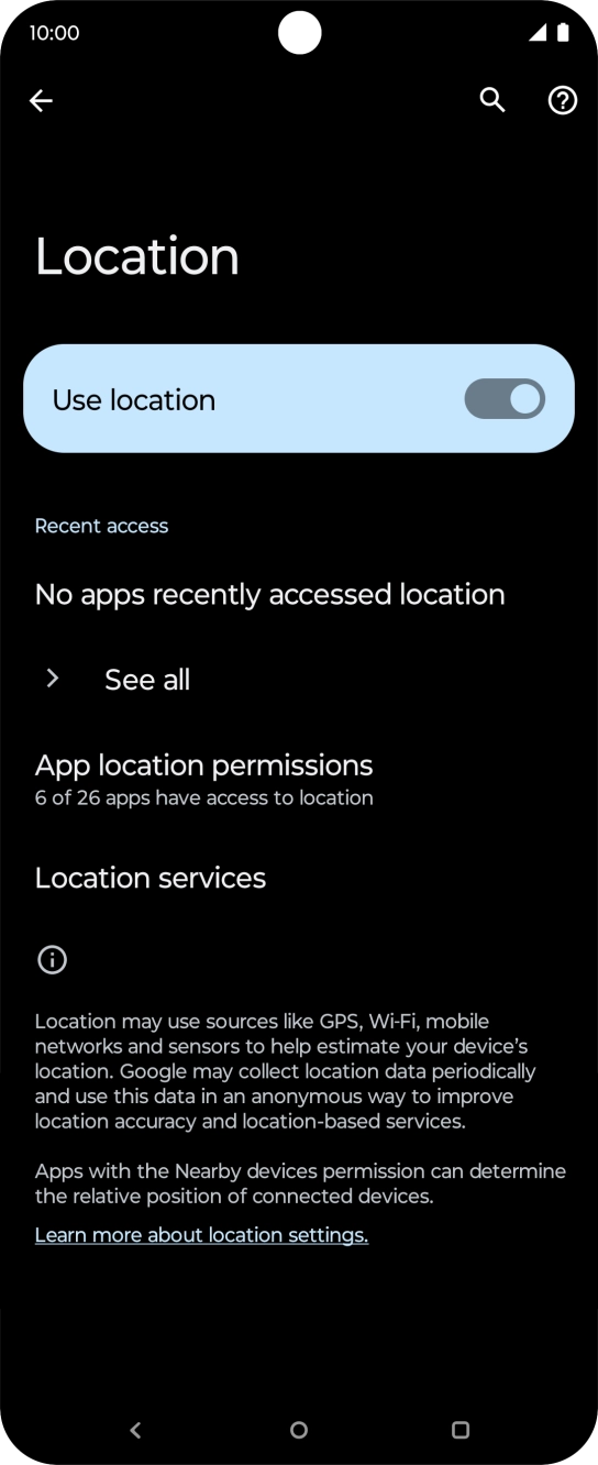 Press App location permissions.