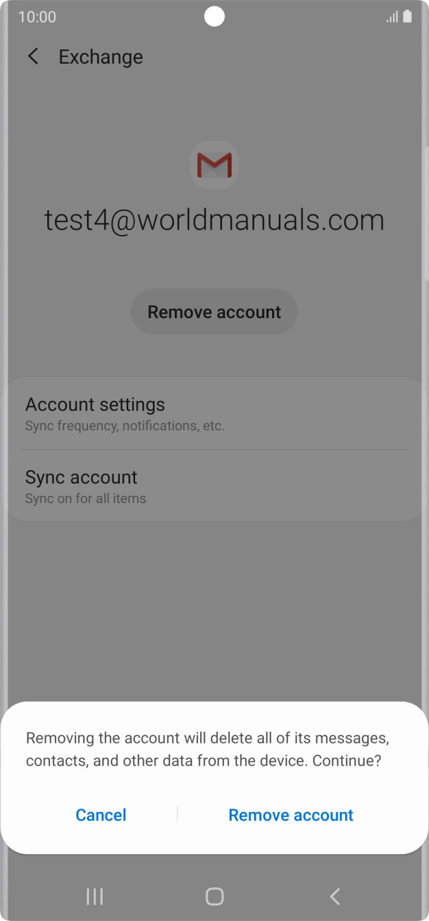 Press Remove account.