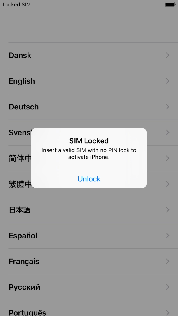 If your SIM is locked, press Unlock.