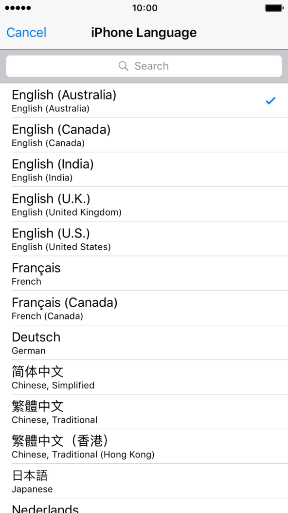 Press the required language.