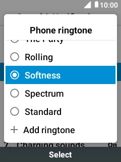 Highlight the required ring tones to hear them.