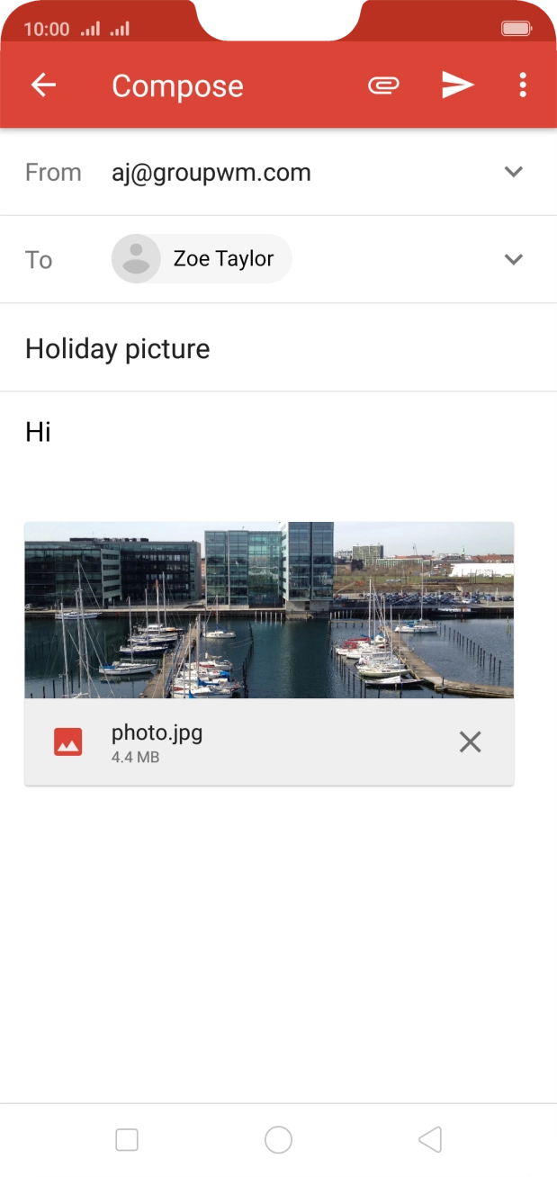 Press the send icon when you've finished your email.