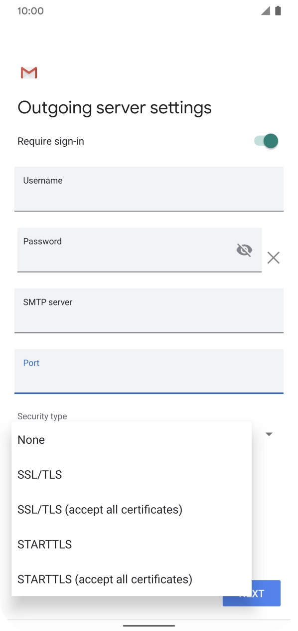 Press SSL/TLS (accept all certificates) to turn on the function.