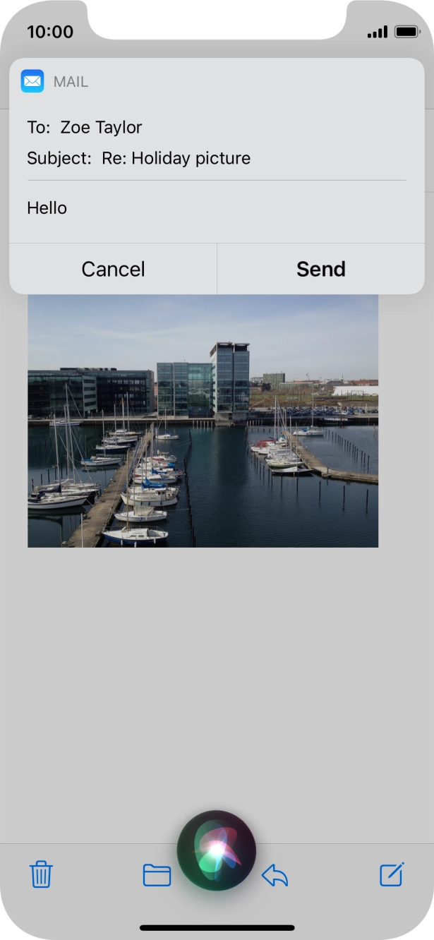 If an application is open on your phone, such as a Mail, you can also use the functions available here, e.g.: REPLY [text].