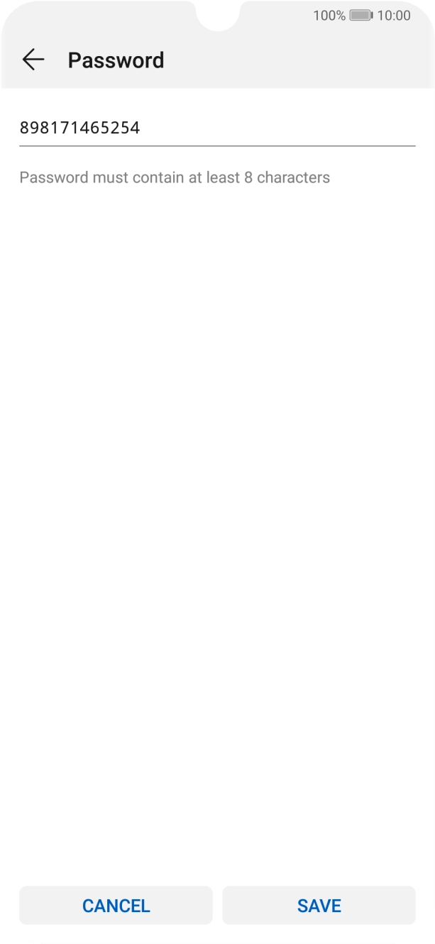 Key in the required password and press SAVE.