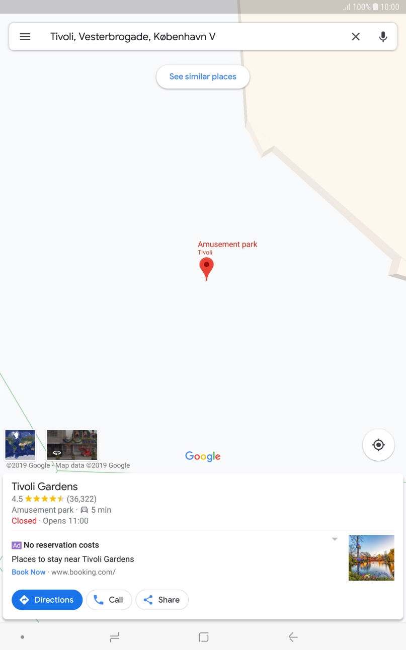 Press the destination at the bottom of the screen.