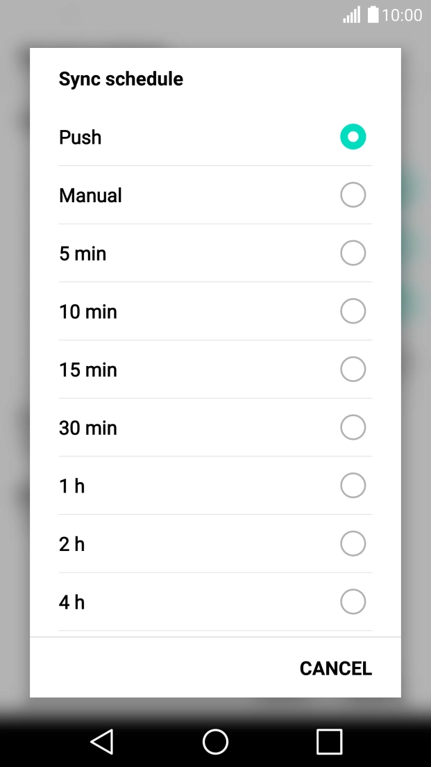 Press the required setting.