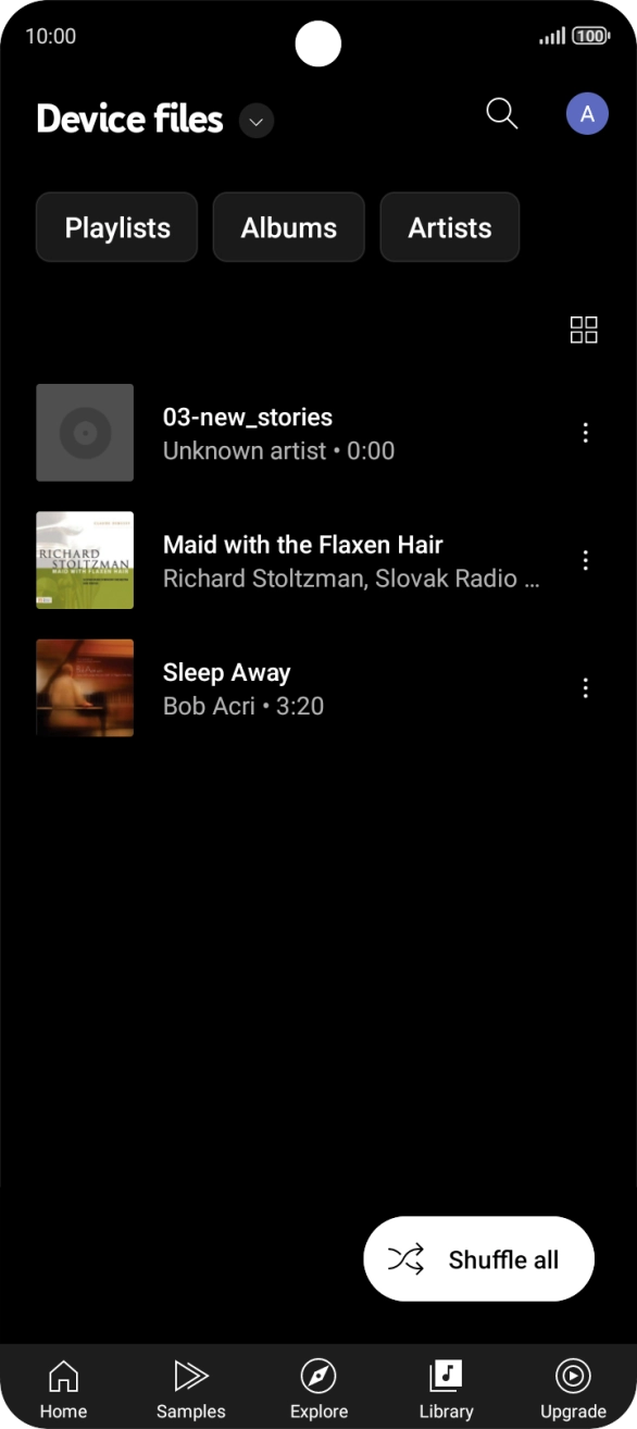 Press the required audio file.
