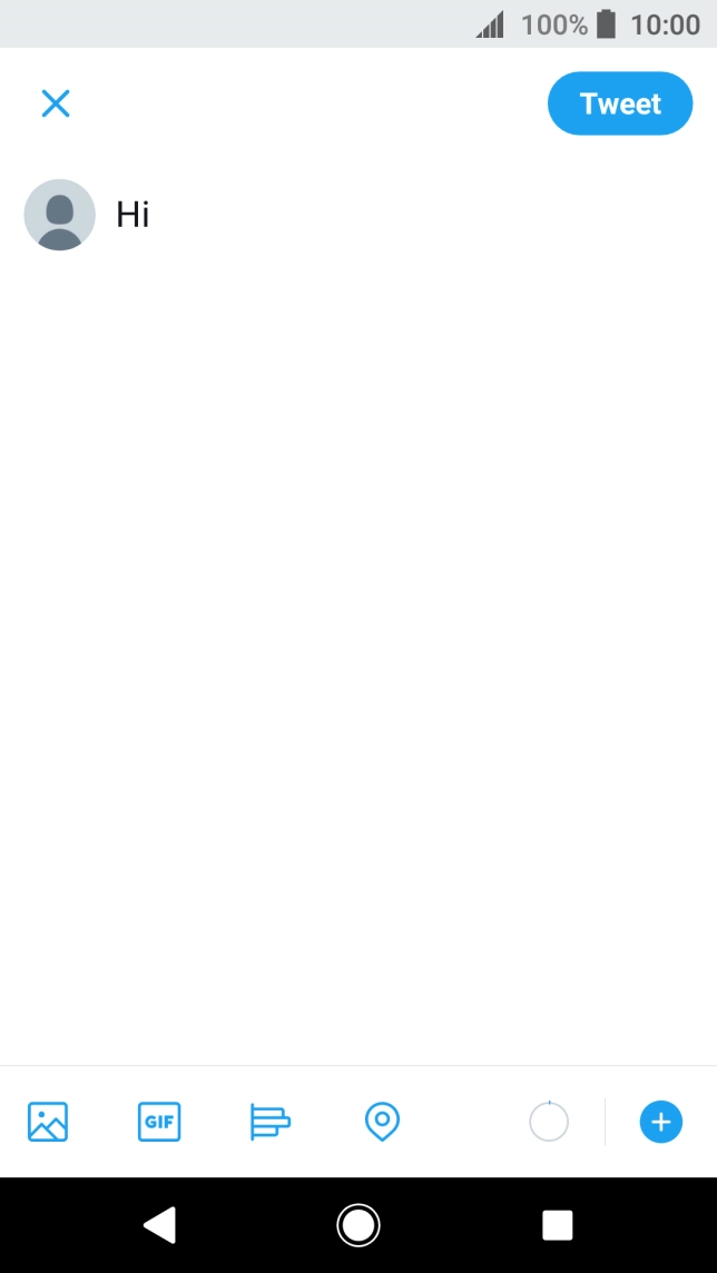 Write the required text and press Tweet.