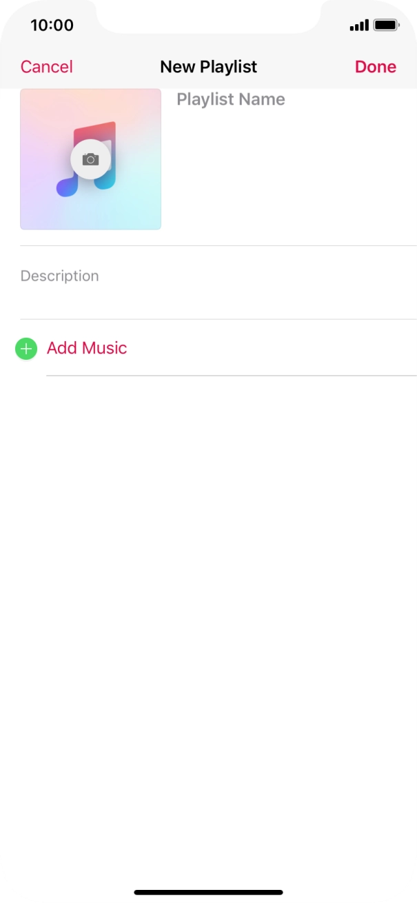 Press the text input field and key in a name for the playlist.