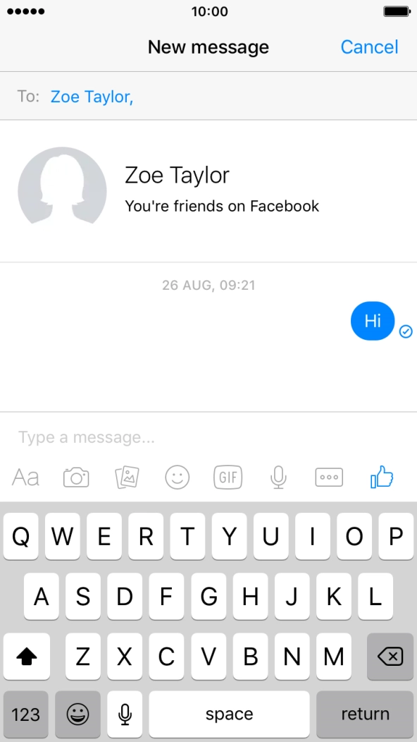 Press the text input field.