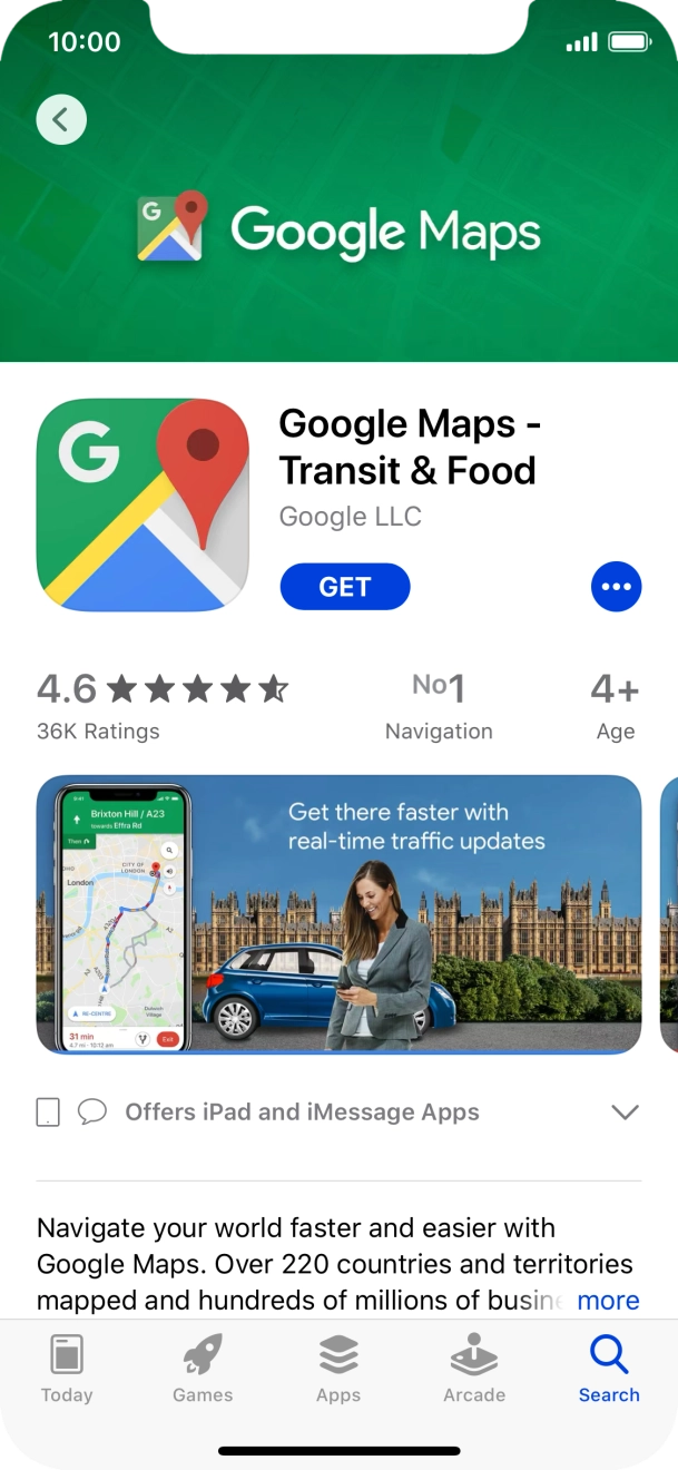 Press GET and follow the instructions on the screen to install the app.