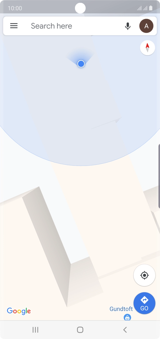 Press the search field and key in the required destination.