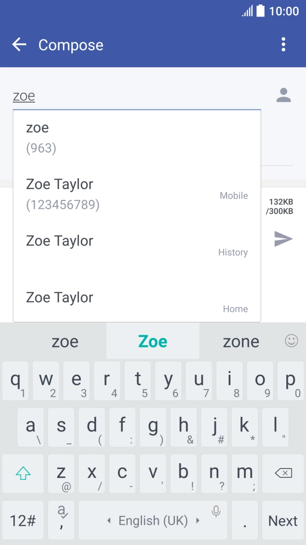 Press the required contact.