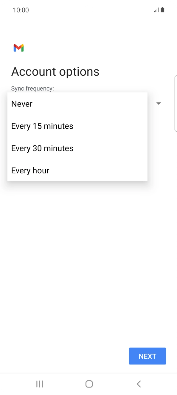 Press the required setting.
