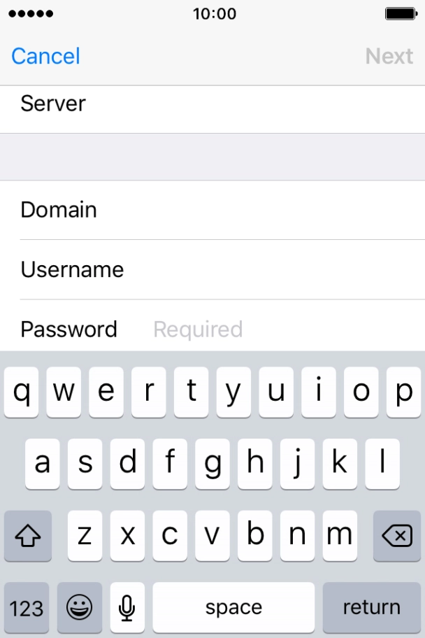Press Password and key in the password for your email account. Press Password and key in the password for your email account.