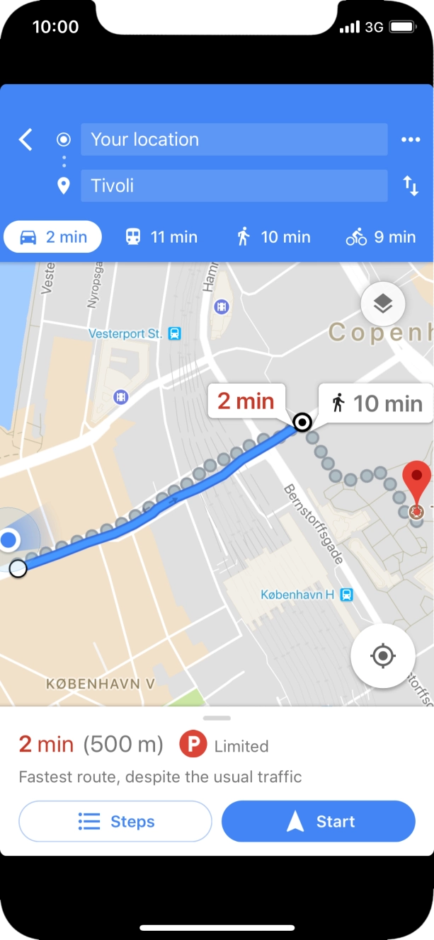 Press the required mode of transportation.