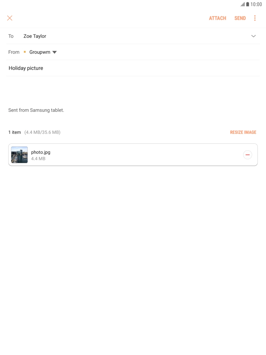 Press the text input field and write the text for your email.
