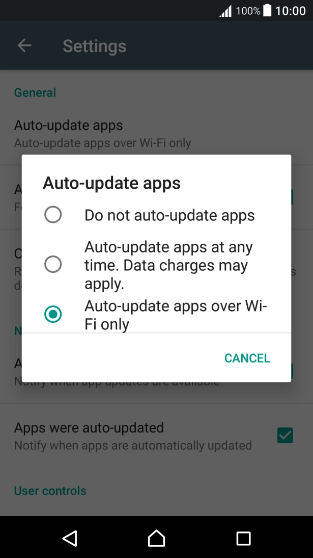 Press Do not auto-update apps to turn off the function.