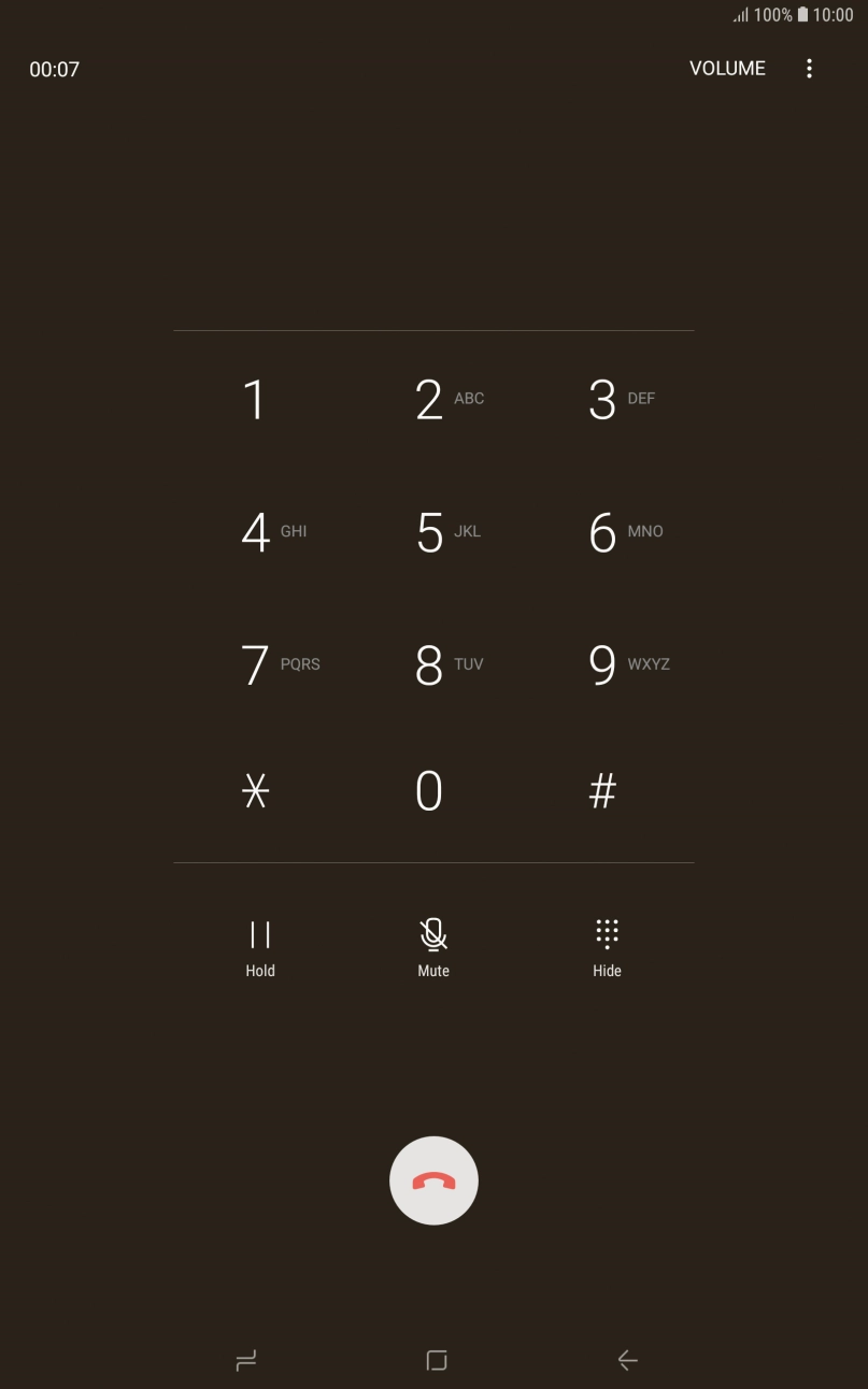 Press the end call icon. Press the end call icon.