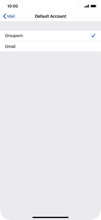Press the required email account to select the email account as your default account.