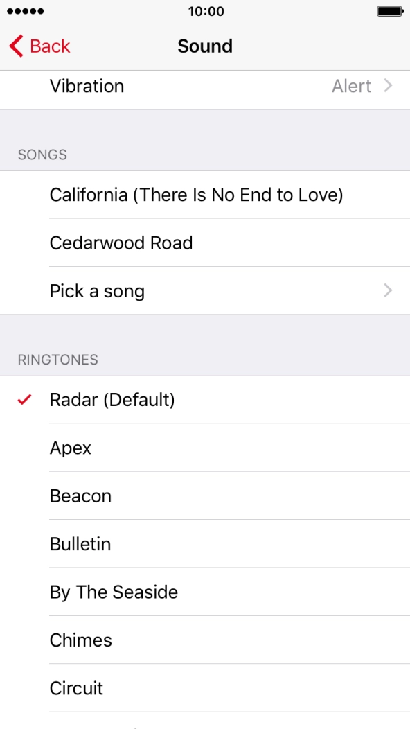 Press the required alarm tones to hear them.