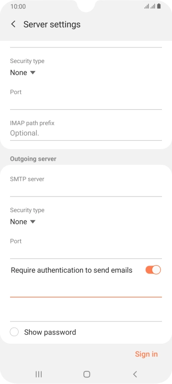 Press the password field and key in the password for your Telstra email account. Press the password field and key in the password for your Telstra email account.
