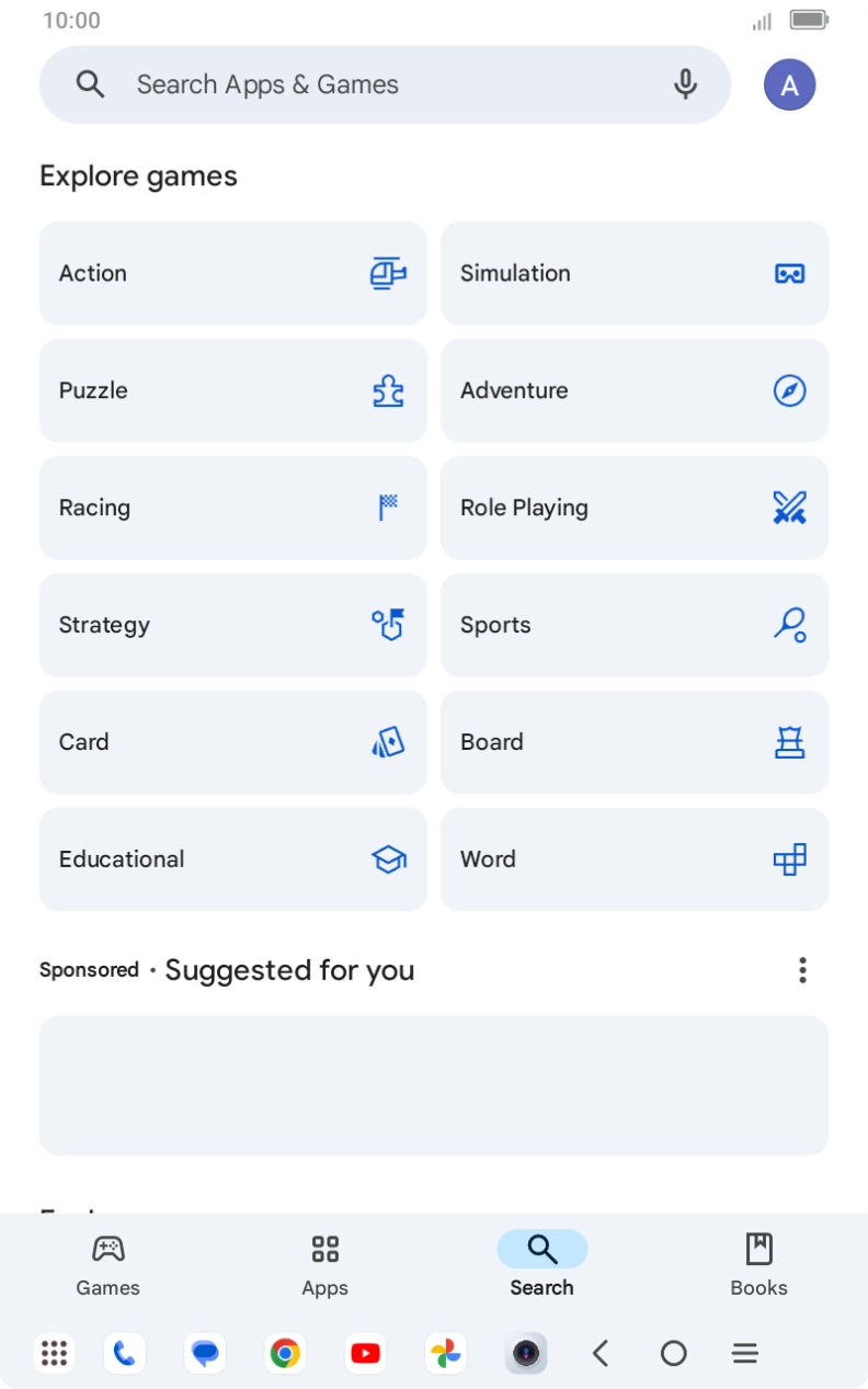 Press the search field.