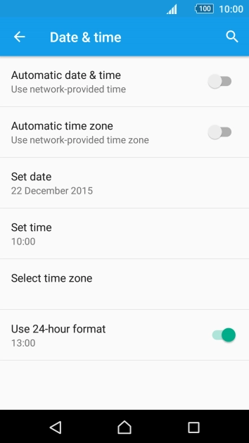 Press Automatic date & time to turn on the function.