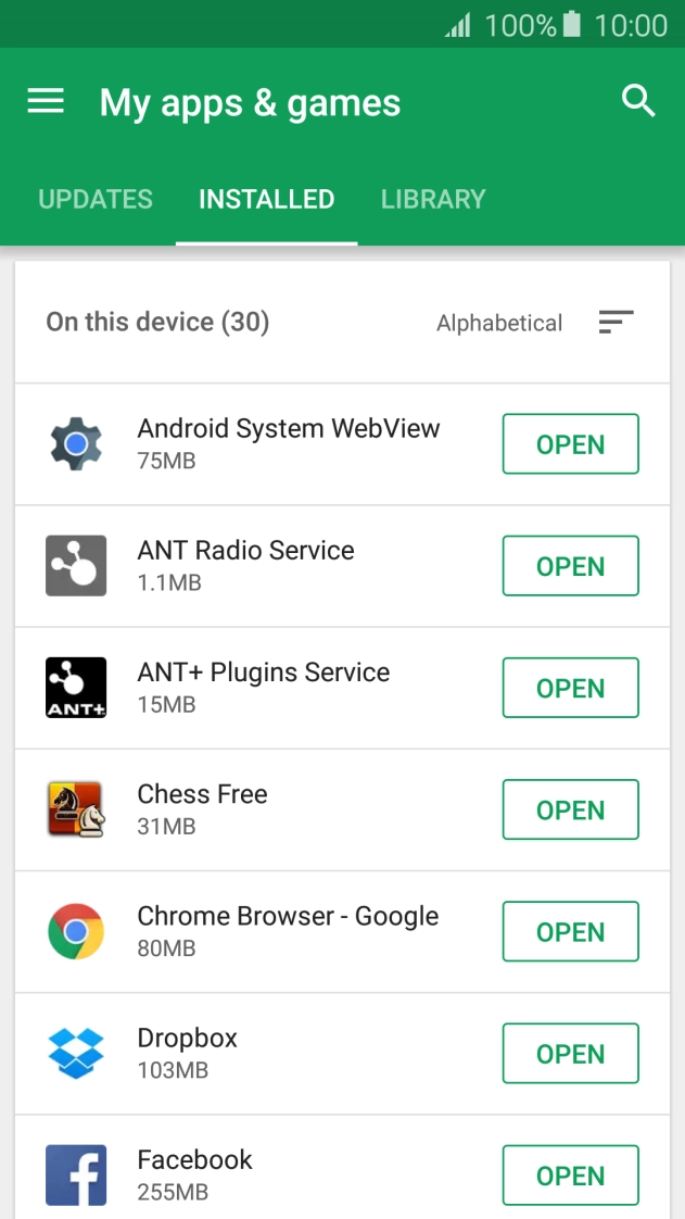 Press the required app.