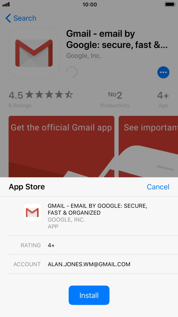 Press Install and wait while Gmail is installed.