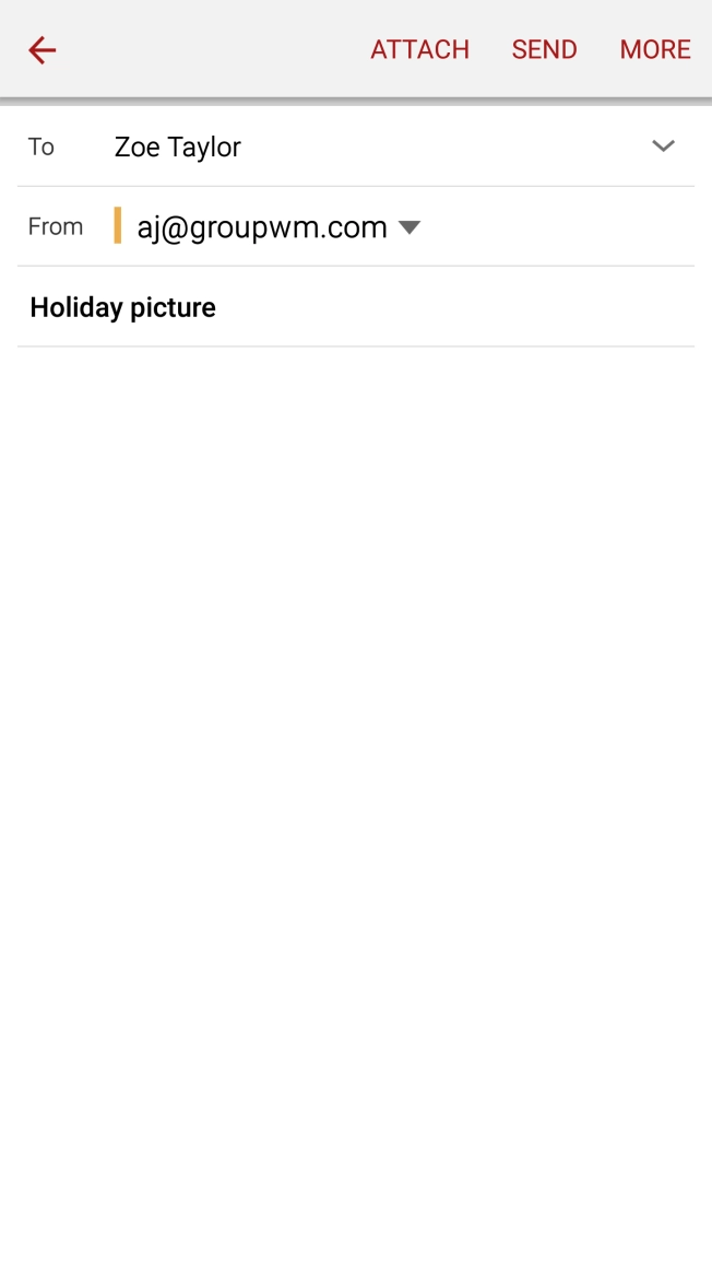 Press the text input field and write the text for your email.