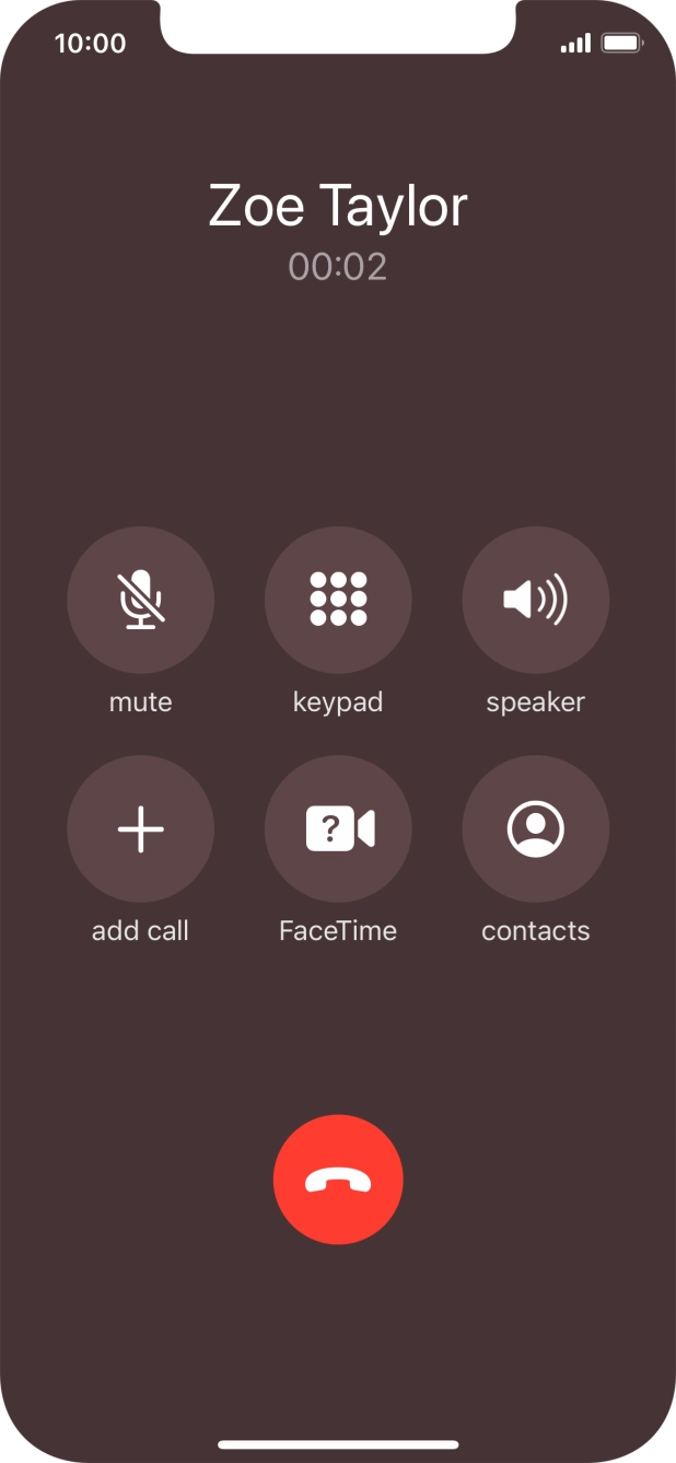 Press the end call icon to end the call.