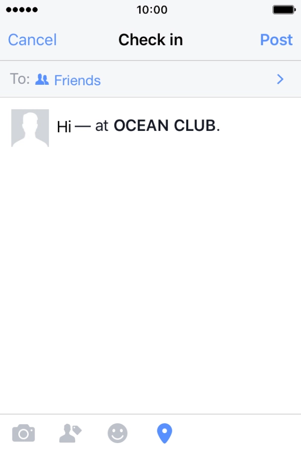 Write the required text and press Post.