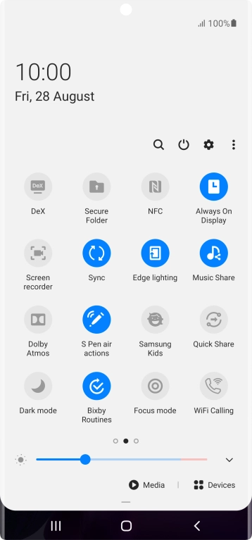 Press the NFC icon to turn the function on or off. Press the NFC icon to turn the function on or off.