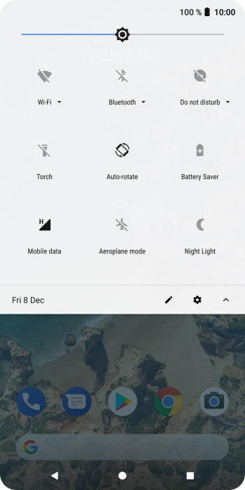 Drag the brightness indicator right or left to select the brightness level. Drag the brightness indicator right or left to select the brightness level.