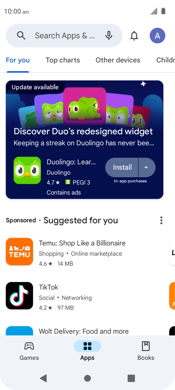 Press the profile icon.