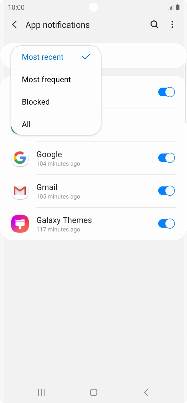 Press the required setting.