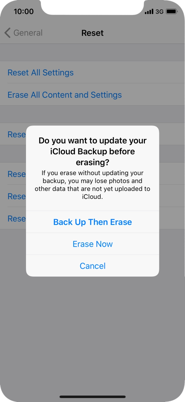 Press the required setting.