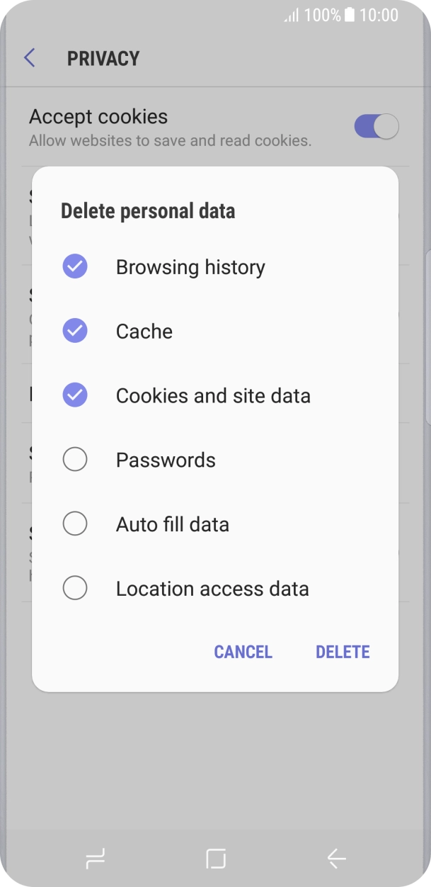 Press the required data types. Press the required data types.
